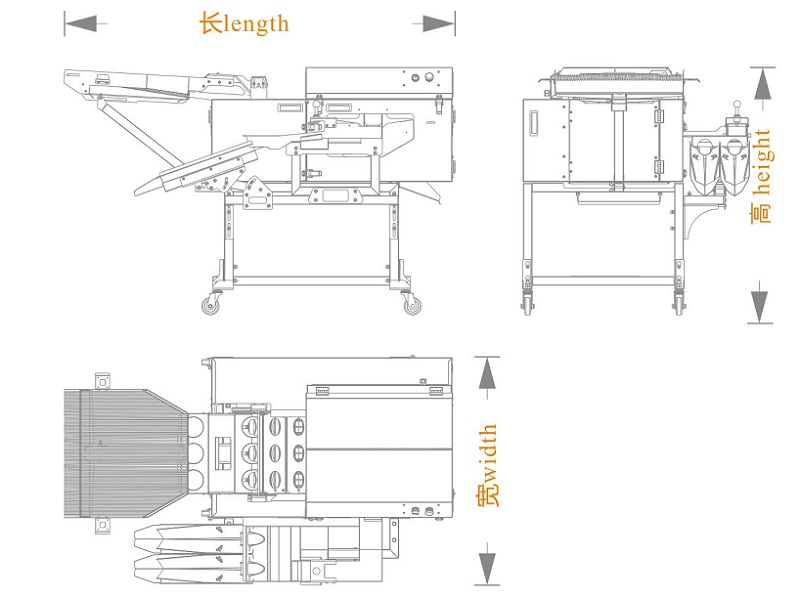 三排敲蛋机+蛋液双槽分离+碎壳（长宽高）尺寸图