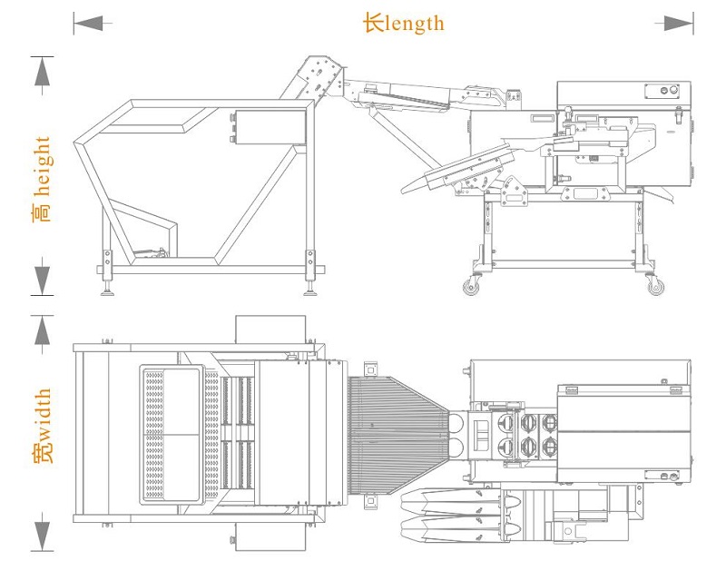 上蛋+双排敲蛋机组合生产线（长宽高）尺寸图