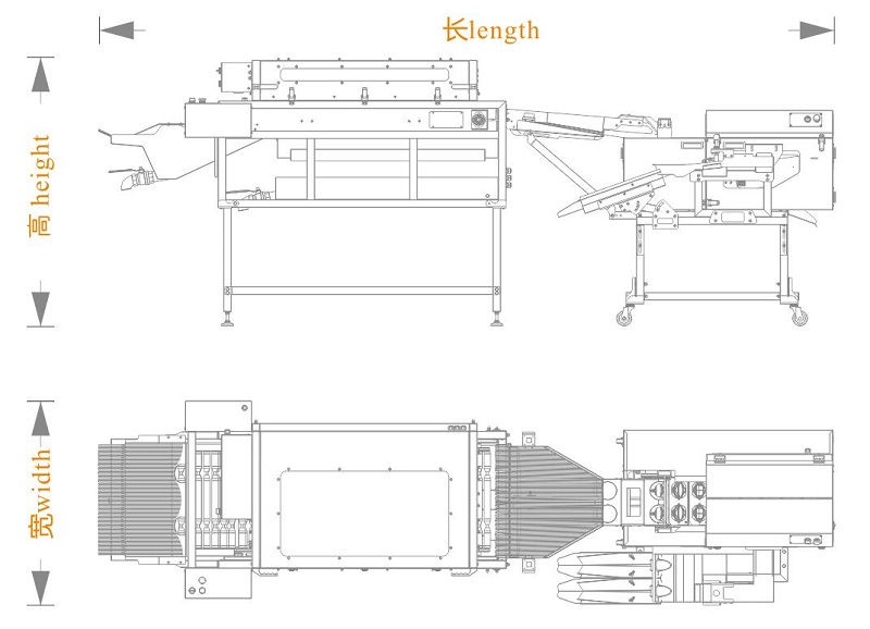 洗蛋+双排敲蛋机组合生产线(长宽高)尺寸图