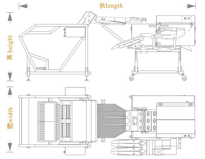 水中上蛋+三排敲蛋机组合生产线<长宽高>尺寸图