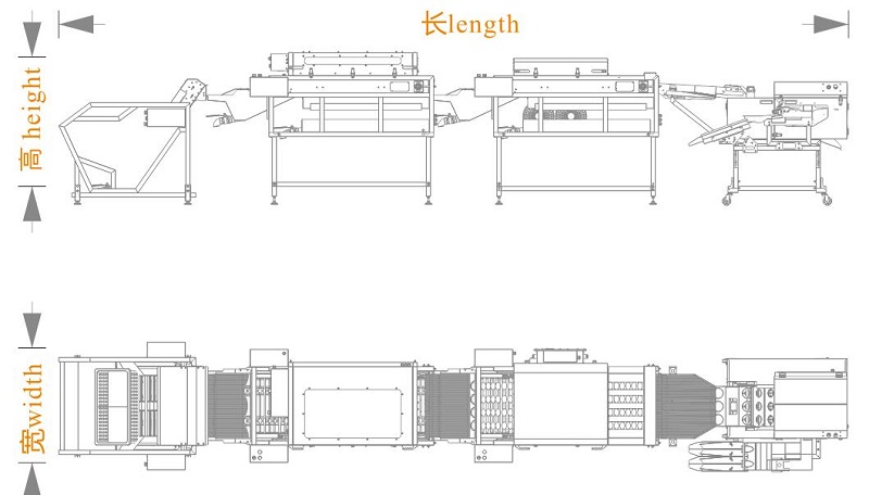 上蛋+洗蛋+烘干+三排敲蛋机组合生产线<长宽高>尺寸图