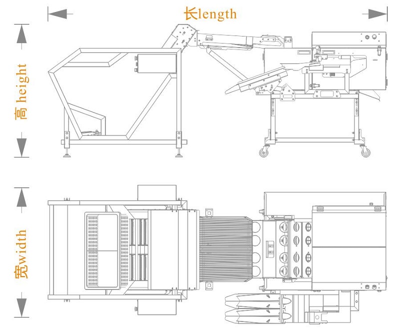 上蛋+四排敲蛋机组合生产线<长宽高>尺寸图